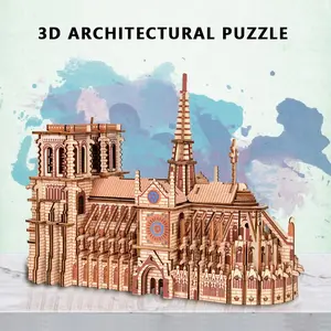 World Famous Building Theme DIY Craft, 3D Puzzle Wooden Board, Creative Assembly Brain Teaser, Perfect Holiday Gift