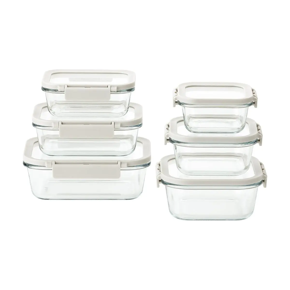 NEOFLAM Comodo Glass Food Storage Container Set - 6 Piece Airtight Food Keeper & Meal Prep Lunch Box, Korean Made