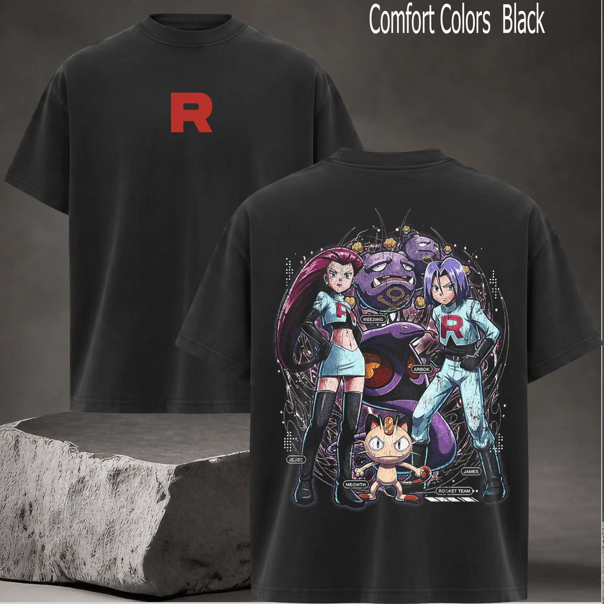 Vintage Team Rocket Tee Anime Double-Printed Vintage Heavyweight Cotton Unisex T-Shirt for Anime Enthusiasts