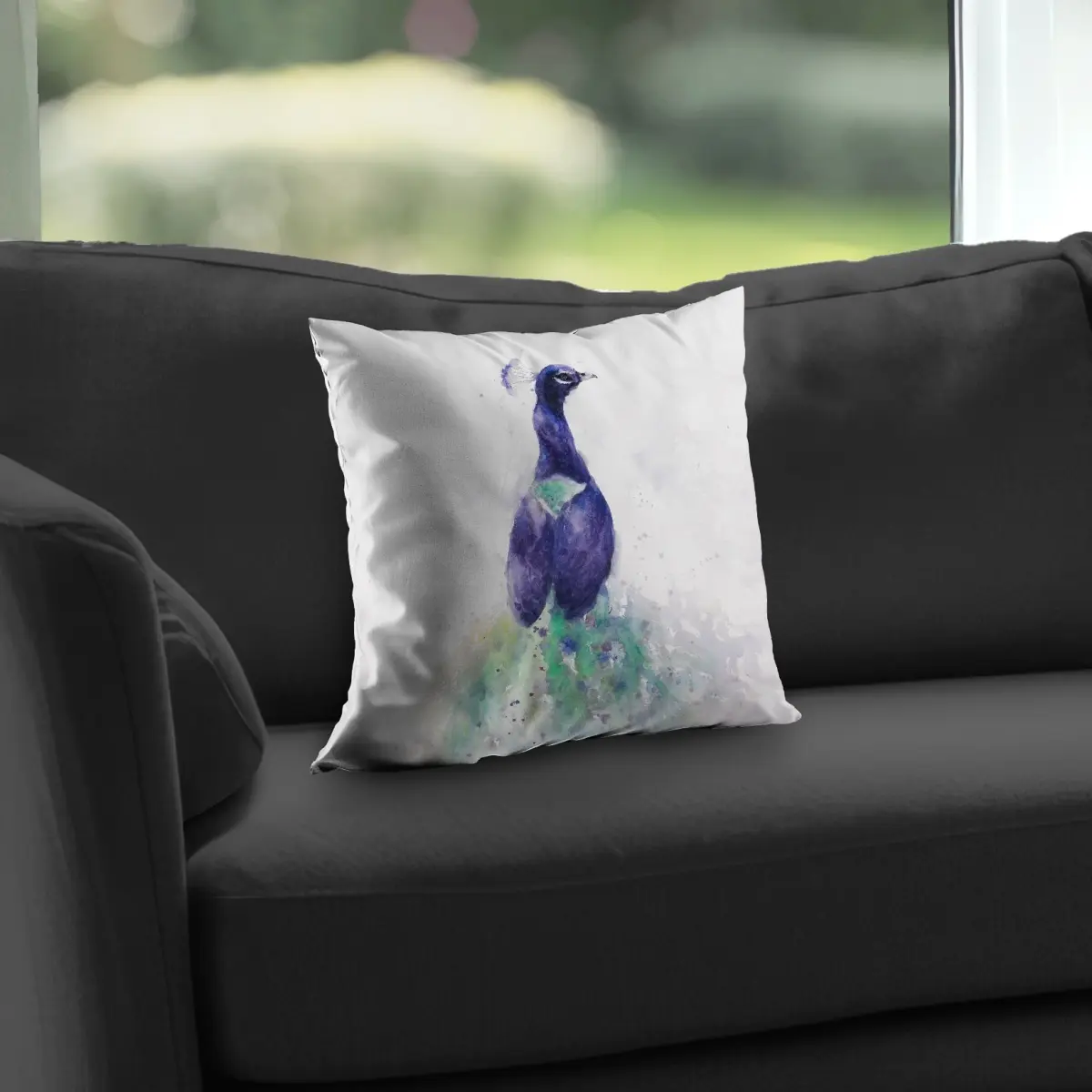 Begin Home Decor C1PT1414DLEGZZ 14 x 14 in. Graceful Peacock Turquoise Throw Pillow - Home Decor Accent