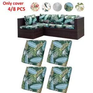 Printed Single Seat Sofa Cushion Covers Set of 4/8, Outdoor Patio Sofa Cushion Covers, Elastic Stretch, Sofa Cushion Protector, Outdoor Cushion Slipcovers