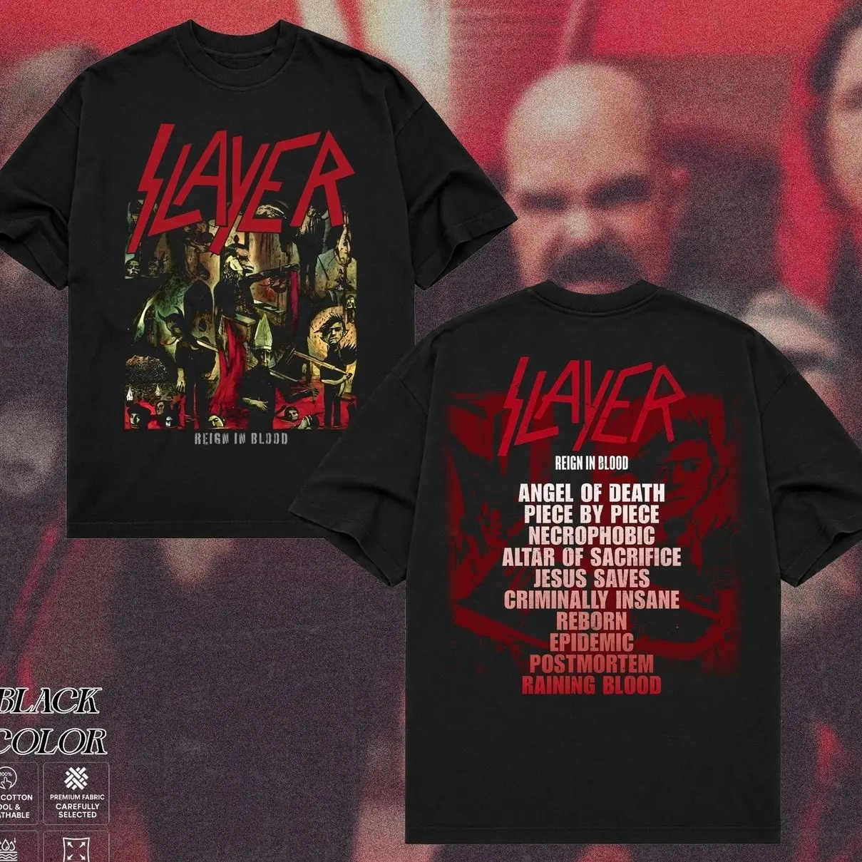 Slayer Band Tour T-Shirt, Old School Thrash Metal Graphic Tee, Hellfire Skull Heavy Metal Shirt, Dark Occult Rebellion Aesthetic Tee, Distressed 80s Speed Metal Graphic T-Shirt, Gift for Metalheads, Unisex Rock Shirt for Men & Women LDI