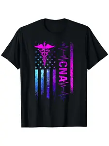 CNA Certified Nursing Assistant T-Shirt - Black with Patriotic Graphic Print, Comfortable Cotton Crew Neck Tee for Men & Women - Perfect Gift for St. Patrick's Day, Easter, Father's Day, Mother's Day, Birthdays & Christmas