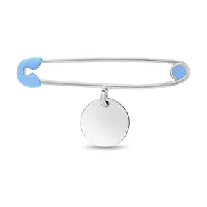 Engravable Baby / Toddler Safety Pin Brooch Enamel - Sterling Silver