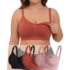 Women's Plus Size Seamless Wireless Maternity Bra Set - Soft, Breathable, Full Coverage, Skin-Friendly Multi-Pack Everyday Nursing Bras for Modern Moms, Maternity Bras For Breastfeeding