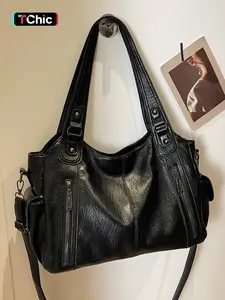 Women's Punk Style Studded Decorated Tote Bag, Fashion Large Capacity Crossbody Shoulder Bag for Daily Commute, Casual Trendy Versatile High-quality Daily Commuting Bag, Pu Leather Bag