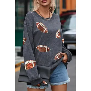 Sequin Football Patch Corduroy Sweatshirt