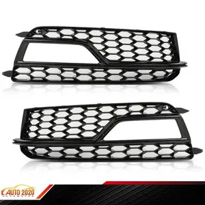 Fit For Audi 13-16 A5 S-Line S5 Pair Front Bumper Fog Light Grilles Cover Trim