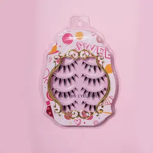 Wispy Cross Style False Eyelashes, 4 Pairs Natural Curling Eye Makeup Strip Lashes, Full Volume Eyelash for Lashes Extensions, Volumized False Eyelashes for Women and Girls Eye Makeup Enhancement Cosmetic, Lightweight