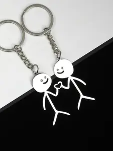 2 Pcs Set Metal Matchstick Man Keychain, Unique Funny Student Friend Couple Bag Decoration, Perfect Gift for Back-To-School Season