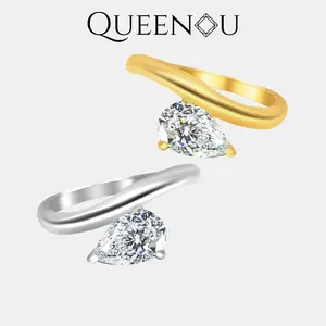 【914】1CT Vintage Luxe Twisted Teardrop Synthetic Moissanite Ring
