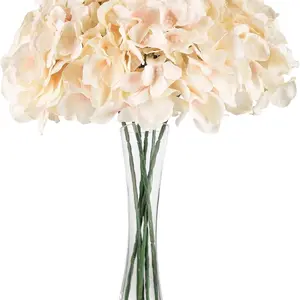 Silk Hydrangea Fake Flower 10pcs DIY Floral Artificial Flower with Stems for Wedding Office Shower Decor Hotel Banquet Home Decor (Champagne)