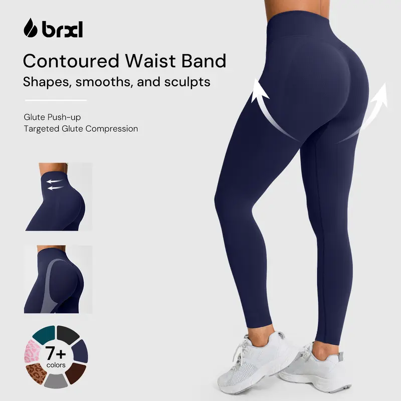 BRXL Women's Stylish High-Waisted Scrunch Butt Leggings - Squat-Proof Gym Workout Apparel with Seamless Tummy Control, Athletic Stretch, Trending Clothes for Yoga & Running#sohochi