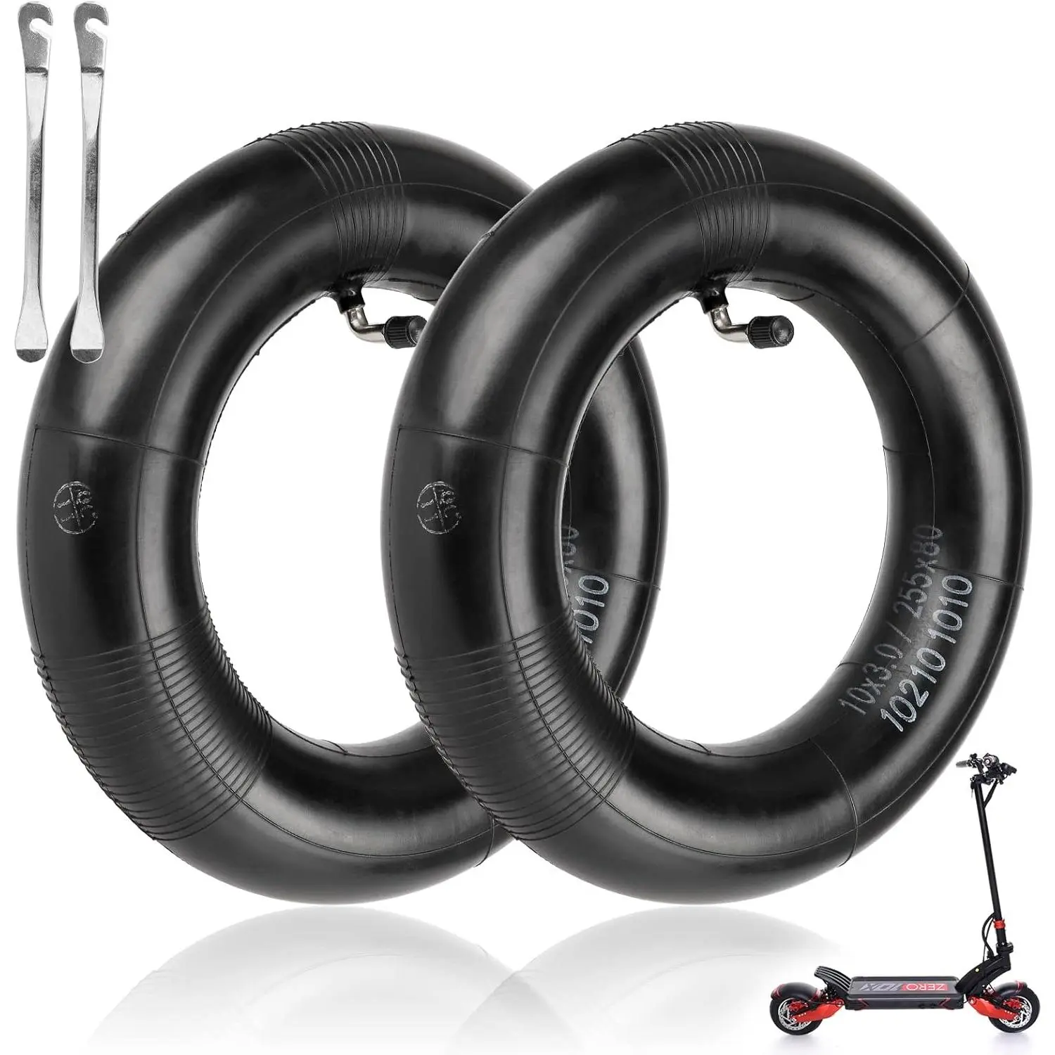(2-Pack) 10x3 Replacement Inner Tubes with 90 Degree for 255x80 90/65-6.5 80/65-6.5 Tires Scooter