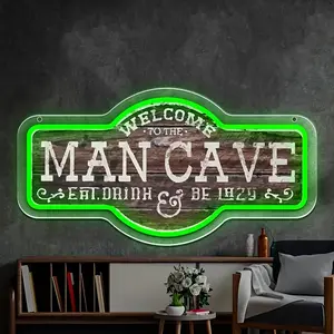 Man Cave Neon Lighted Wall Sign, Easy Mount, Indoor Use, Vibrant Glow Home Decor Lighting Accessory