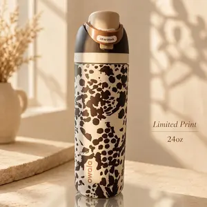 [LIMITED STYLE] Owala FreeSip Cowgirl Core 24oz Water Bottle | Brown Cow Print Insulated Leakproof Cold Bottle | Cute Western Hydration Gift