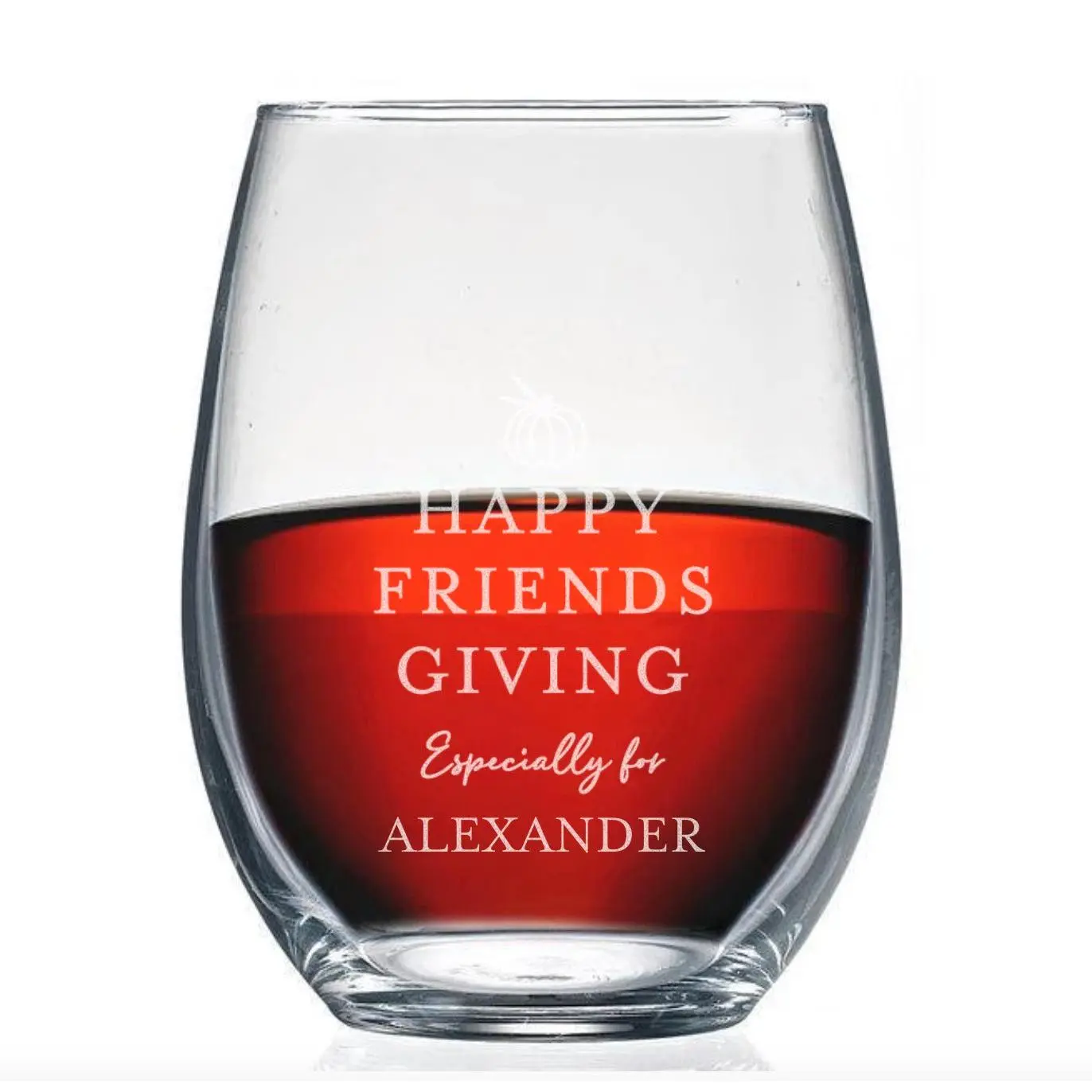 Personalized Friendsgiving Stemless Wine Glass