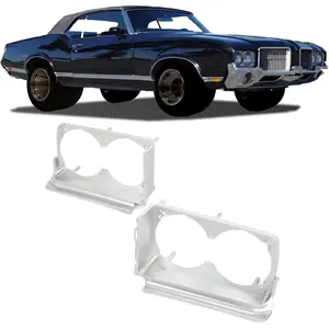 KQQIO Headlight Bezels Pair Compatible with 1971-1972 Oldsmobile 442 Cutlass Supreme F85 Vista Cruiser Headlamp Housing Driver Side & Passenger Side Plastic(ABS) Silvery