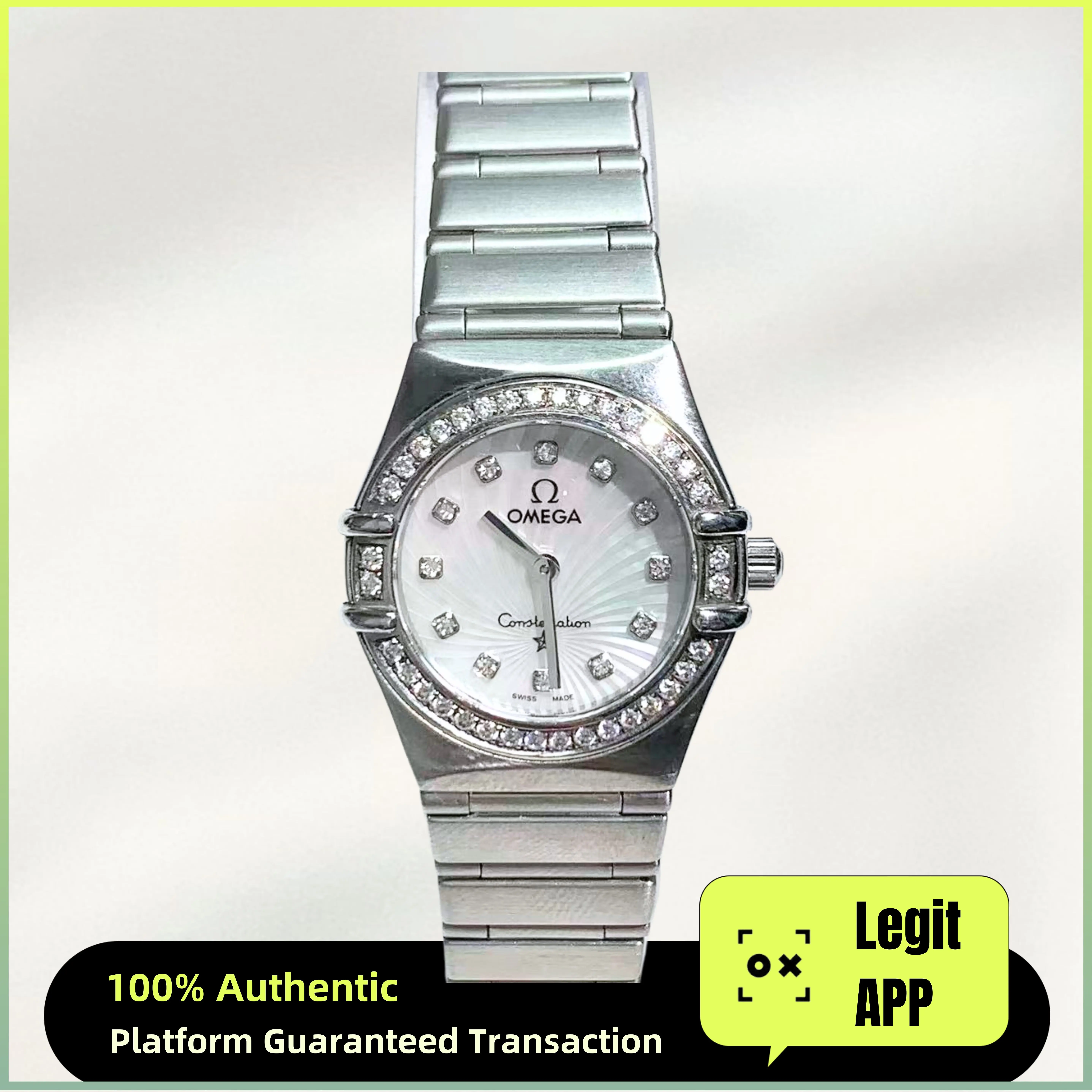 OMEGA Constellation Watch 22.5mm Stainless Steel with Aftermarket Diamonds, White MOP Dial Quartz Movement 13517312