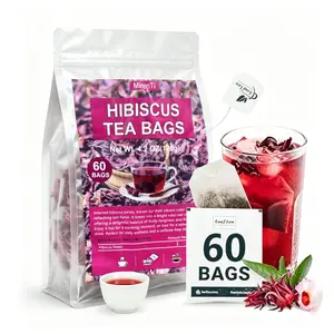 60 Count Hibiscus Tea Bags - Caffeine Free Herbal Tea, Rich in Antioxidants, Perfect for Hot & Iced Tea, Daily Wellness Drink