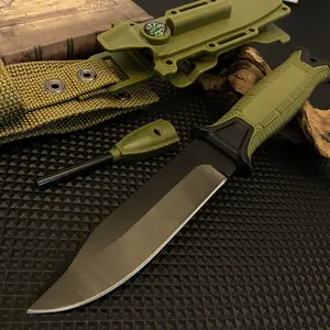 1 high-quality outdoor fixed-blade straight knife - portable, high hardness, multi-functional, suitable for hiking, mountaineering, survival, camping, outdoor activities, a gift for men, with a K sheath