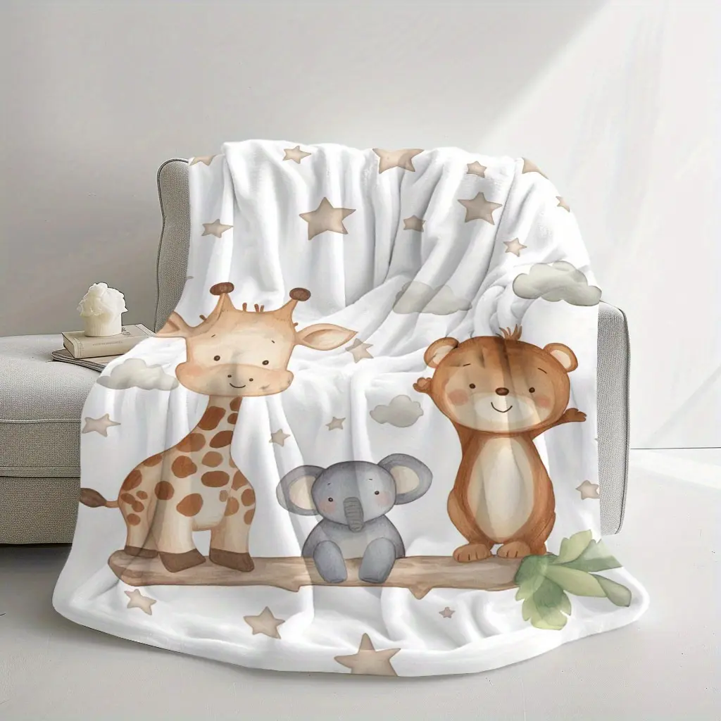 Animal-Themed Polyester Fleece Throw Blanket - Anti-Pilling, Durable, Super Soft, Warm, Machine Washable for Couch Naps, Game Nights, Watch Party - Ideal Gift for Friends