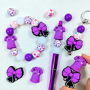 56 Silicone bead medical nurse uniform stethoscope element DIY craft kit, suitable for jewelry, earrings, necklaces, bag chains, phone straps, makeup brush keychain accessories - perfect for Christmas gifts and holiday presents