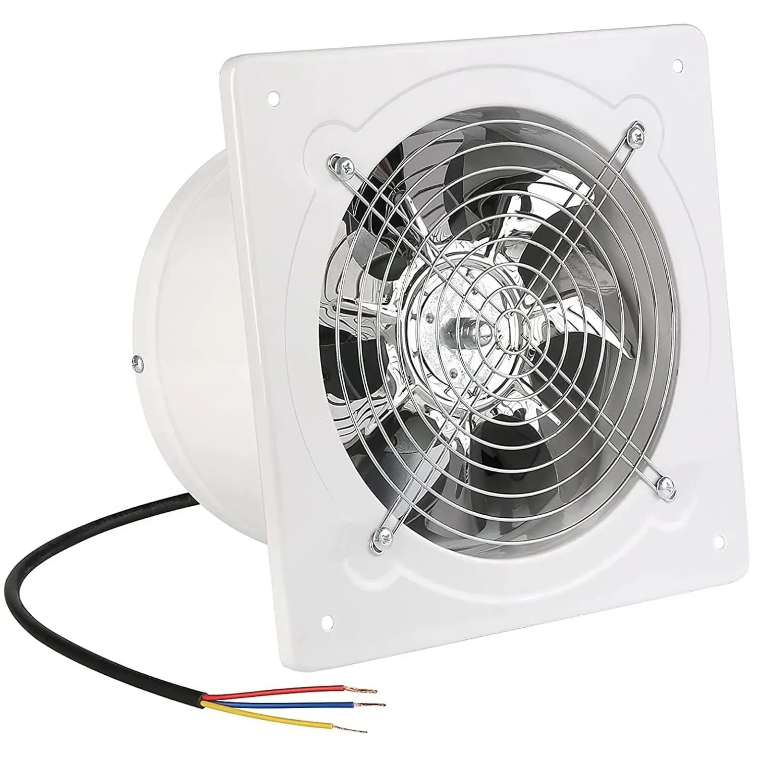 6 inch Exhaust Fan Wall Mounted Garage Ventilation Fan,290CFM Metal Attic Exhaust Fan Basement Extractor Fans with Backdraft Damper for Home Office Commercial Use(42W 110V ?White)