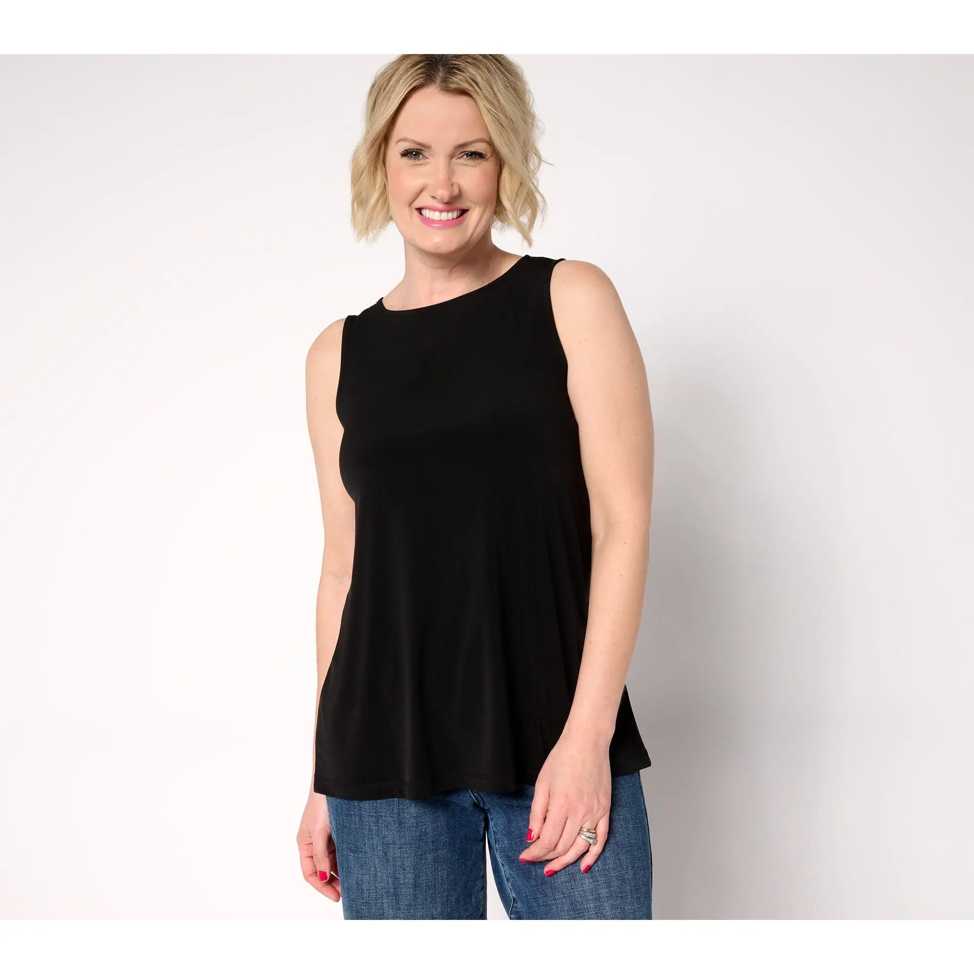 Susan Graver Modern Essentials Petite Liquid Knit A-Line Top