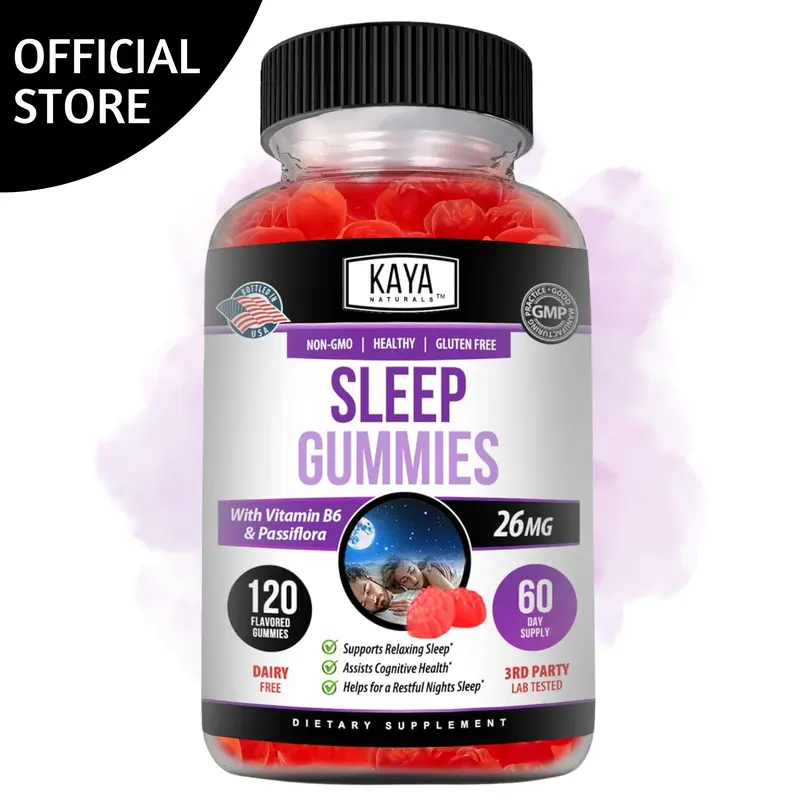Kaya Naturals Melatonin Gummies - Health Supplement & Sleep Aid for Adults, Helps You Fall Asleep Naturally, Vitamin B6 Gummies | 120 Sleep Gummy Vitamins for Women & Men | 60-Day Supply