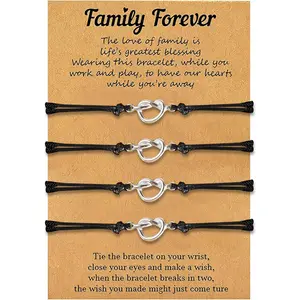 Family Bracelets - 2/3/4/5/6 Matching Bracelet Set - Family Love Knot Bracelet -  Adjustable Wristband -  Gifts
