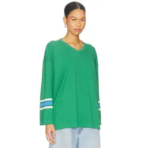 DAYDREAMER Solid Hockey Jersey Tee in Jade Combo
