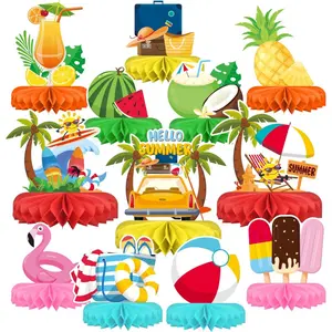 Beach Party Decorations Kit - Beach Themed Honeycomb Centerpieces and Table Decor for Summer & Pool Party Decorations