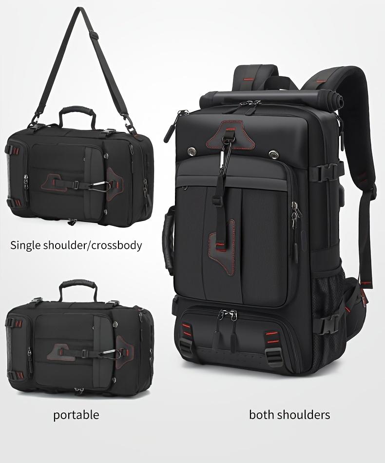 Travel Backpack, Portable Backpack, Large Capacity Duffel Bag Men's Outdoor Expandable Convertible Boarding Duffel Backpack, Black 80L Hiking Bag, Fit 17 Inch Laptop, Suitable for Outdoor Travel Work Business