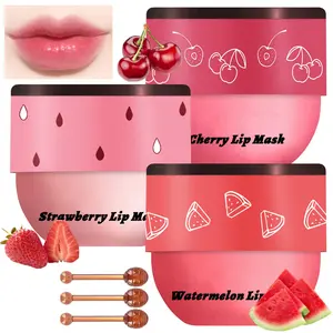 Summer Gift 3 PCS Bee Lip Balm Set, Honey Pot Lip Masks with Propolis, Hydrating & Exfoliating Overnight Care for Dry, Cracked Lips