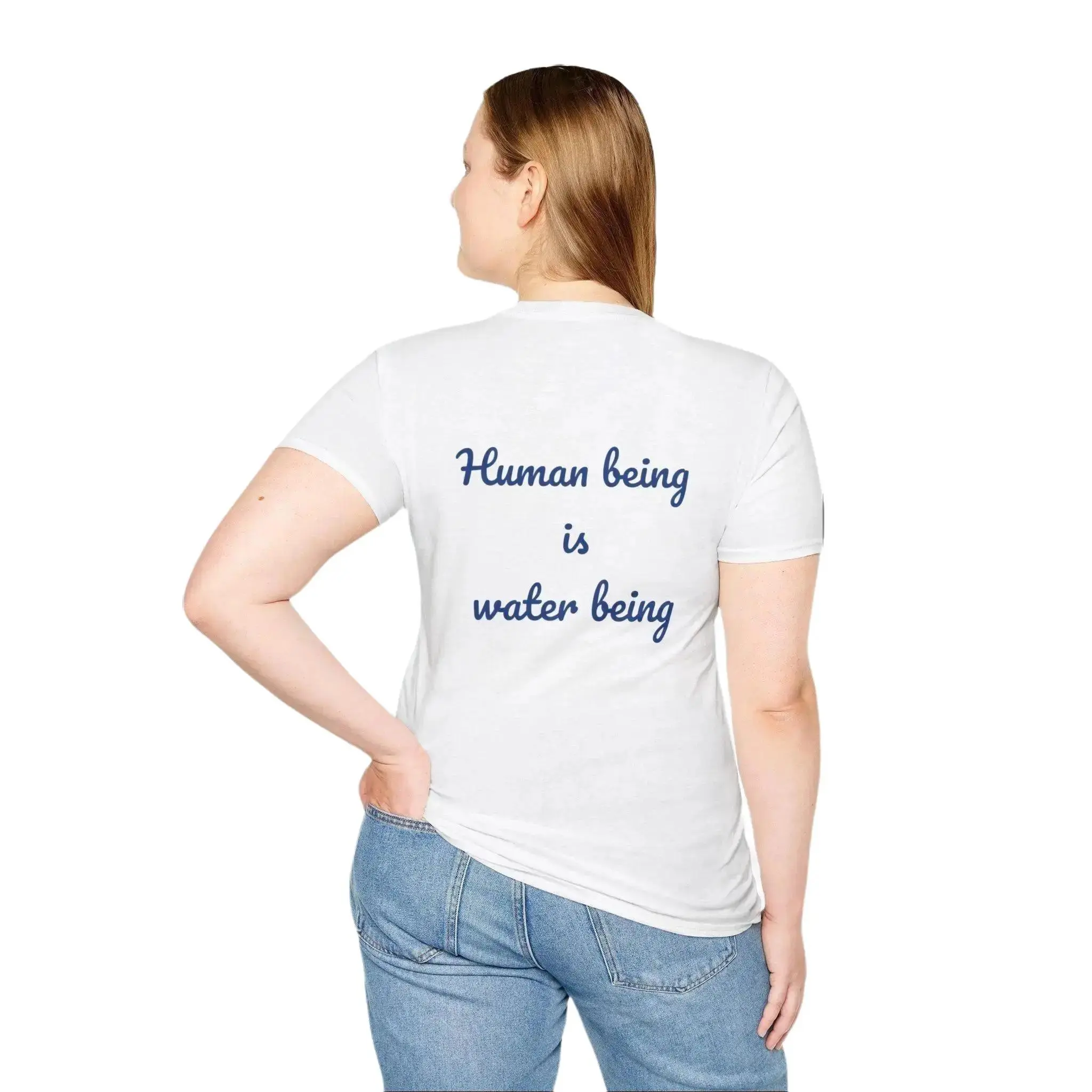 Water Being Unisex Softstyle T-Shirt - Lightweight and Durable Fabric, Everyday Wear, Oeko-Tex Certified - Collar