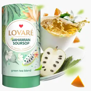LOVARE Bahamian Soursop Loose Leaf Tea 80 g - Made in Ukraine – Green Tea, Soursop, and Orange Blossom - Gift Box with 15 Paper Filters – Easy to Brew Tea Blend