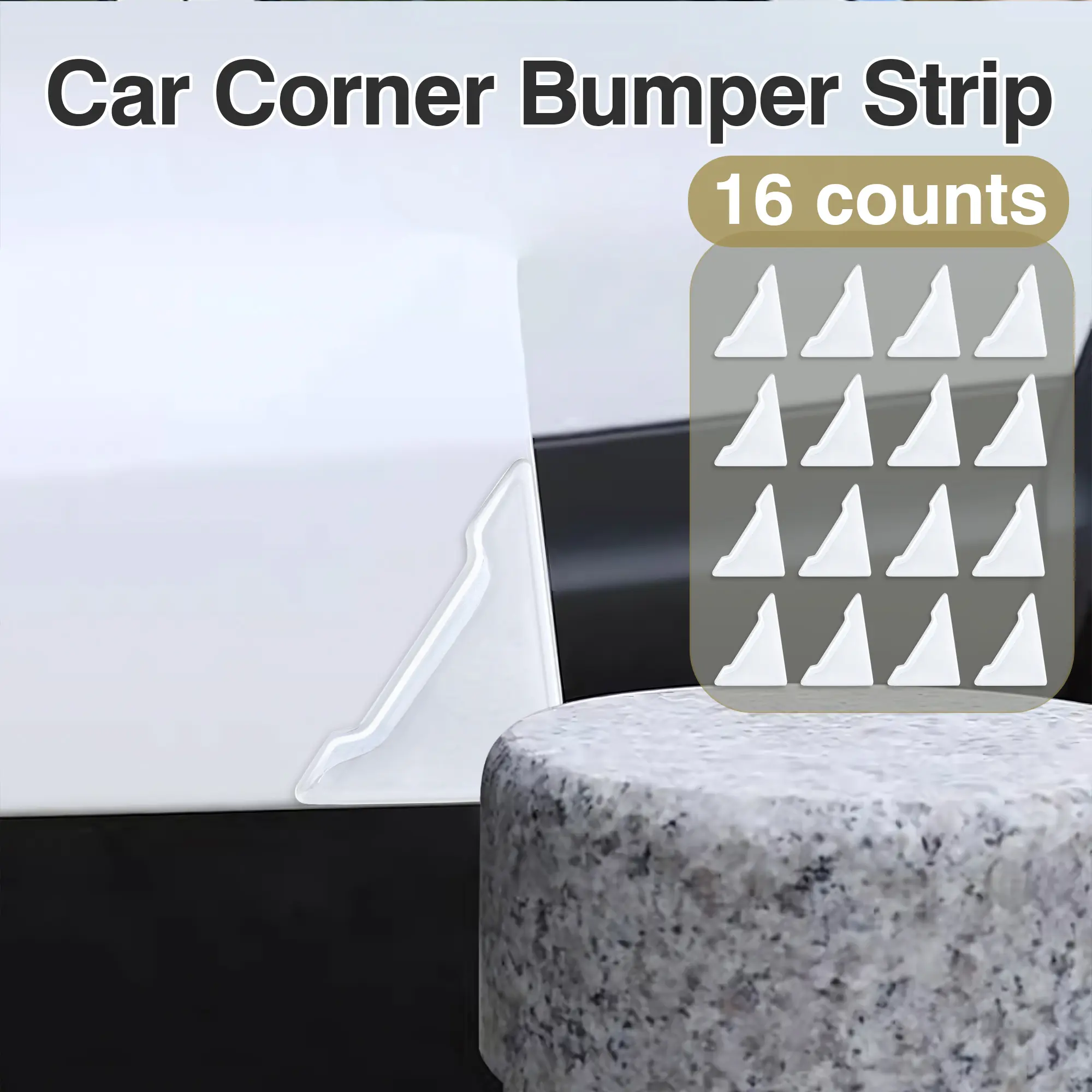 16 transparent corner protection strips for vehicle corners, self-adhesive design for easy application