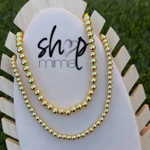 Shop Mima Gold Dipped Beads Necklace - Pure 18k Gold Dipped Elegant Beaded Design for Everyday Wear