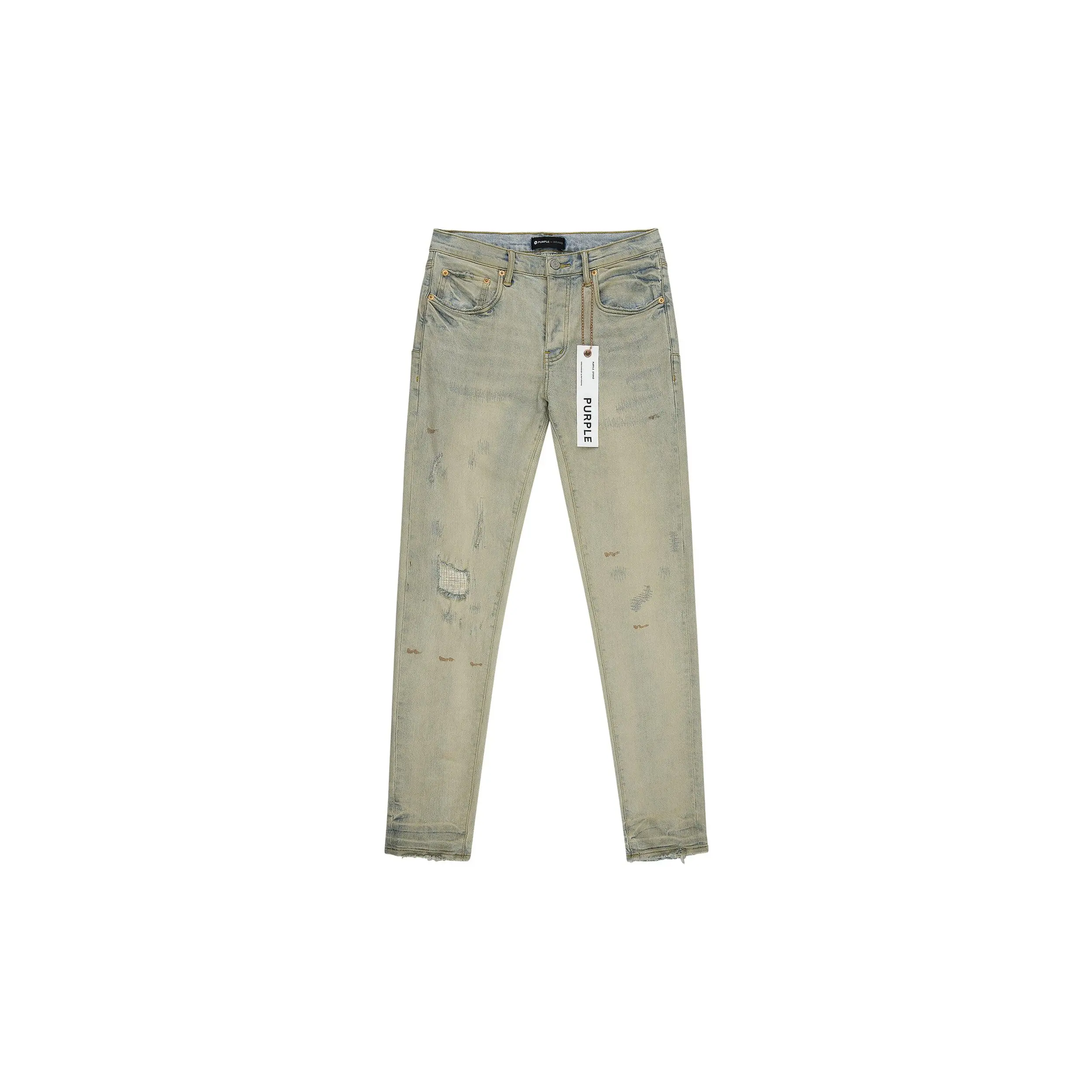 Men's Stretch Cotton Purple Denim Jeans, P001 Superlight Oil Repair Pants