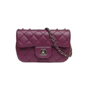 Pre-owned CHANEL leather Tote Bags 【DIZ】CHANEL Purple 2013 Sliver Hardware CF mini P206840696