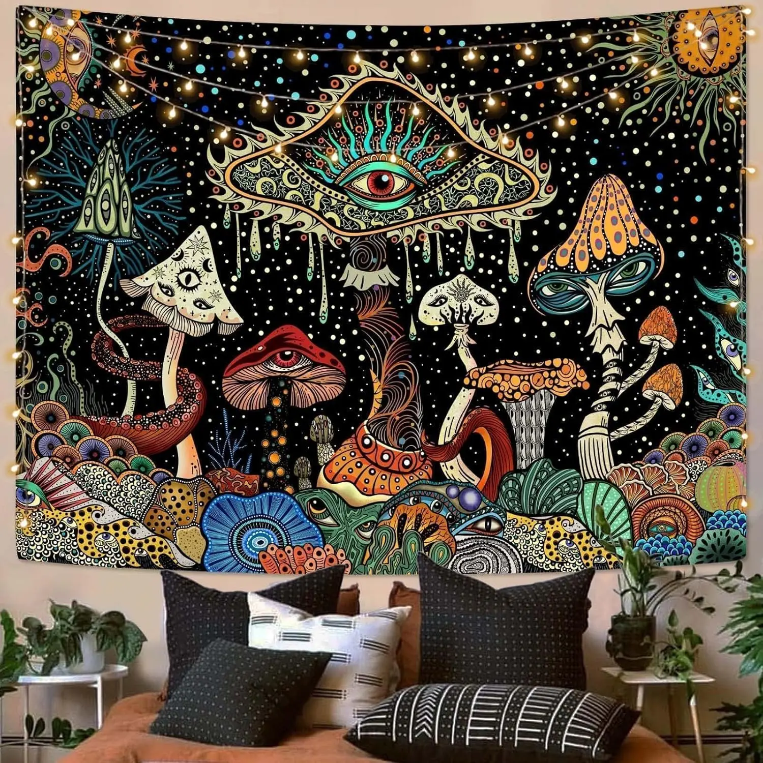 Mushroom Tapestry Hippie Tapestry for Bedroom Decor Cute Tapestries Aesthetic Lightweight Wall Tapestries Hanging for Bedroom Dorm Living Room Decoration