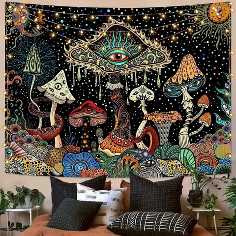 Mushroom Tapestry Hippie Tapestry for Bedroom Decor Cute Tapestries Aesthetic Lightweight Wall Tapestries Hanging for Bedroom Dorm Living Room Decoration