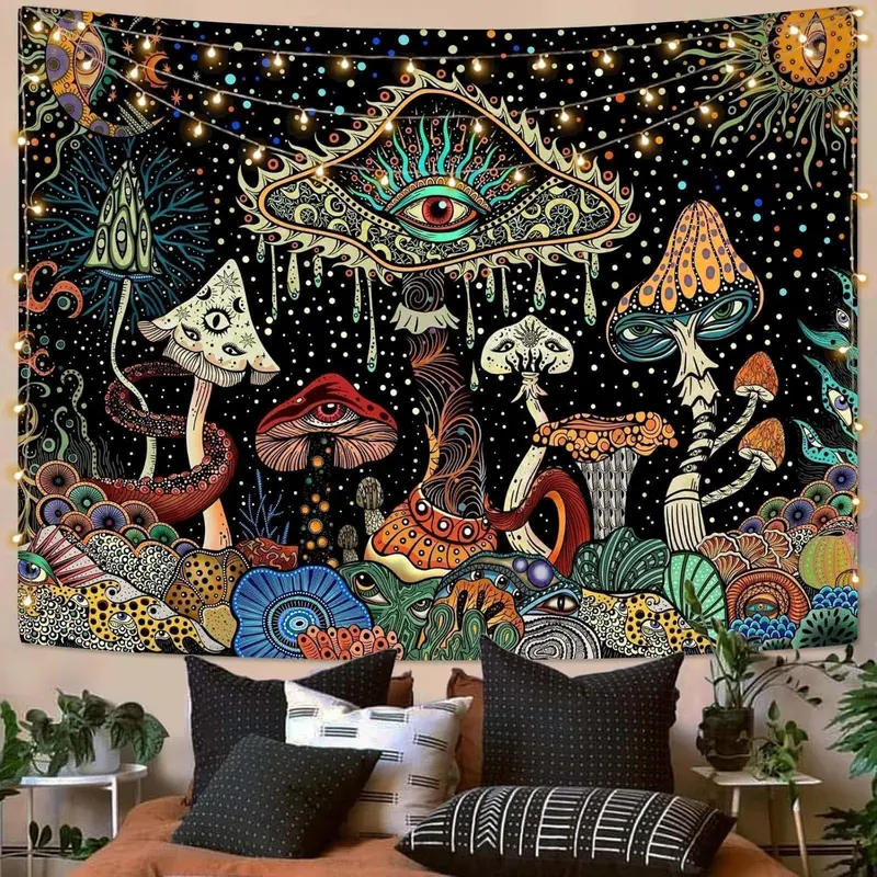 Mushroom Tapestry Hippie Tapestry for Bedroom Decor Cute Tapestries Aesthetic Lightweight Wall Tapestries Hanging for Bedroom Dorm Living Room Decoration