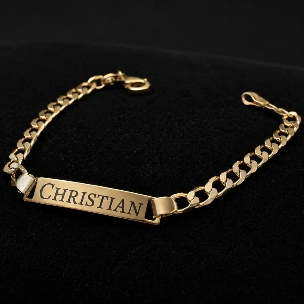 Kids ID Bracelet Curb Link Chain for Boys Girls 5.5" - Personalized Jewelry for Baptism Anniversary Birthday