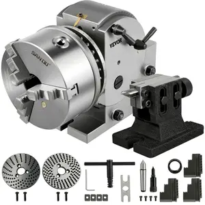 【Super Brand Day】VEVOR Dividing Head, 6 in/160 mm, Dividing Head Set, 3-jaw Chuck Semi Universal Milling Set with 6 in Chuck, Tailstock, Dividing Plates, 6-1/2 in/ 168 mm Swing, for Milling Grinding Drilling Machine,DEALS FOR YOU