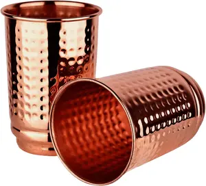 HealthGoodsIn Pure Copper Cups Set, Hammered Ayurvedic Tumblers for Drinking Water, Traditional Copper Drinkware for Wellness, Kitchen, Daily Use