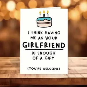 1pc, Gift, Funny Birthday Card For A Boyfriend Or Girlfriend Including Envelope, Message Card, Thank You Card, Greeting Card, Blessing Card, Commemorative Card, Anniversary Message Card