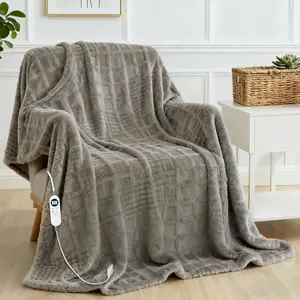 Heated Blanket Electric Throw, 50"X60" Heating Blanket Waffle with 12 Heat Levels,  Heating Blanket with 1-12H Timer, Overheat Protection with ETL & FCC for Bed  Office Sofa (Light Gray)