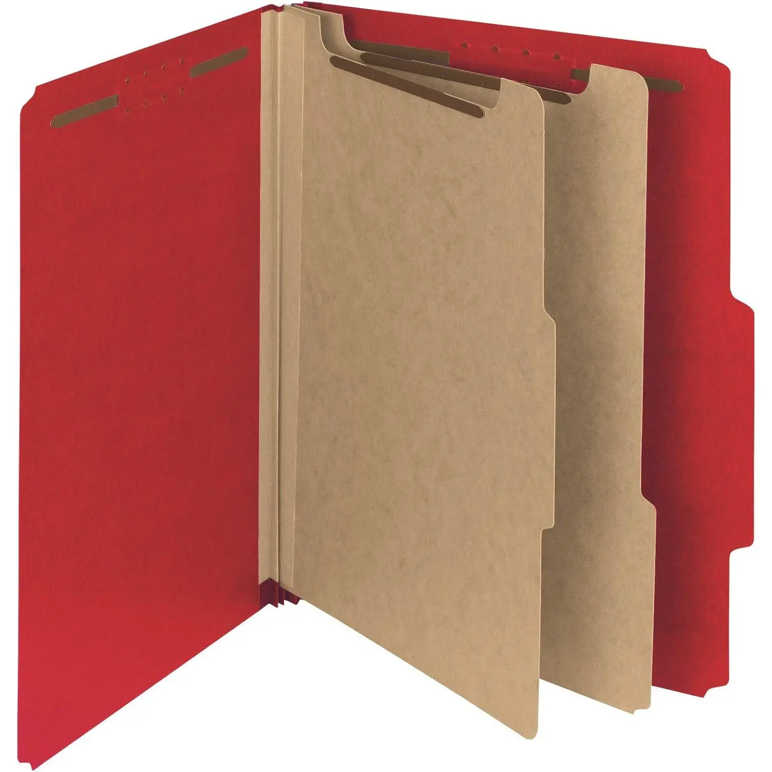 100% Recycled Pressboard Classification File Folder - Letter Size, 2 Dividers, 2" Expansion, Value Filing, Bright Red, 10 per Box